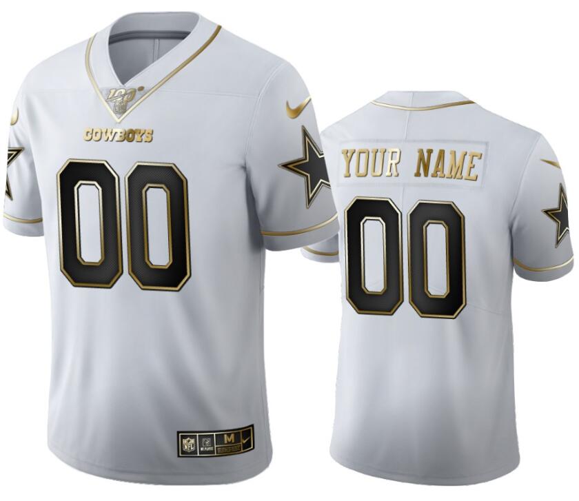 Men's Dallas Cowboys ACTIVE PLAYER Custom White Golden 100th Season Stitched Jersey Men's Dallas Cowboys ACTIVE PLAYER Custom White Golden 100th Season Stitched Jersey